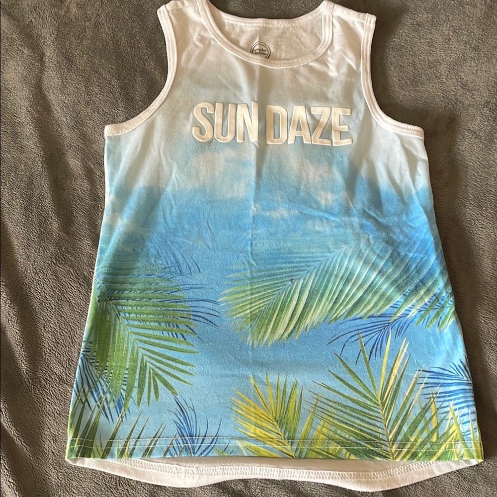 Wonder Nation Blue and Green Tropical Tank Top